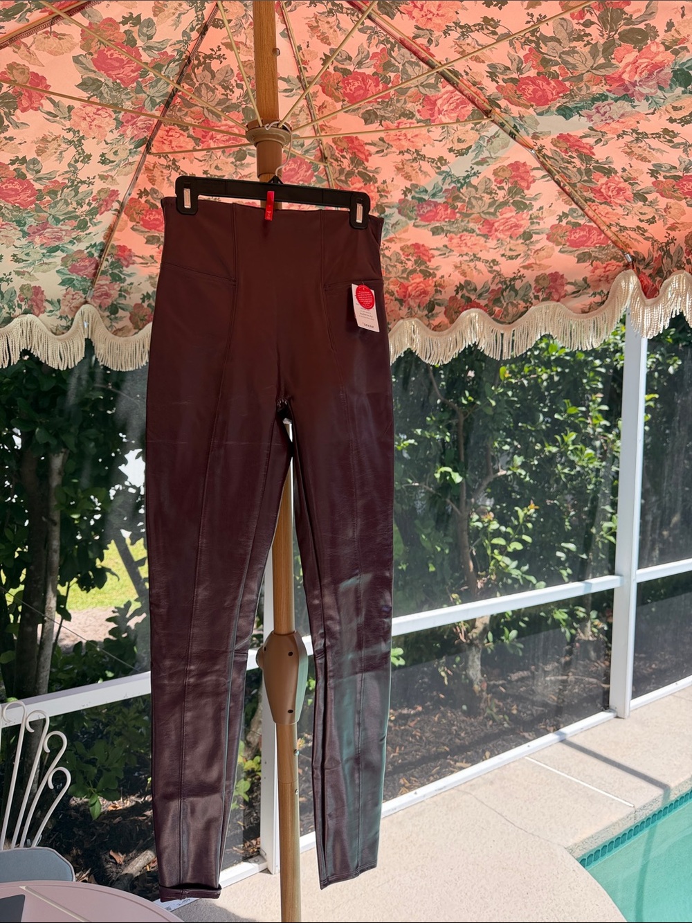 Spanx Faux Leather High-Waist Leggings - Deep Burgundy